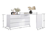 Extended Desktop 6 Drawers Chest of Drawer without Handle White Color Vanity W2139134917
