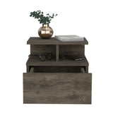 Floating Nightstand Flopini, One Drawer, Dark Walnut Finish B092123163