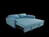 Sofa Showcase 54" Velvet Blue Sofa Bed A Dual-Purpose Living Room Gem with a Retractable Bed W3371P302132