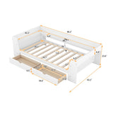 Twin Size Daybed with Shelves, Drawers and Built-In Charging Station, White WF306024AAK