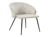 Beige Velvet Fabric Upholstery Side Chairs 2pc Set Black Metal Legs Modern Home Furniture B011P243653