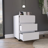 ZNTS Artemisa 3 Drawer Filing Cabinet, Four Casters, Superior Top -White B20091891