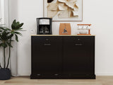 Two Drawers and Two-Compartment Tilt-Out Trash Cabinet Kitchen Trash Cabinet-Black W1120127329