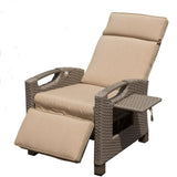 Outdoor Recliner Chair, Patio Recliner with Hand-Woven Wicker, Flip Table Push Back, Adjustable W1859P196426