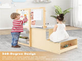 Kids Multifunctional Art Center with Double-Sided Easel, Wooden Art Table Bench Set for 3 Years, 92137640