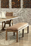 ZNTS Rustic Elegance Brown Fabric Seat 1pc Bench Bold Sturdy Design Rustic Oak Solidwood Frame Dining B011P200230