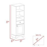 Linen Single Door Cabinet 55" H, Three External Shelves, One Drawer, Two Interior Shelves, Light B097133111
