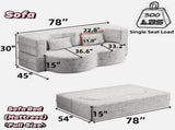 Modern Floor Sofa with 2 Pillows,Convertible Teddy Fabric Foam-Filled Sleeper Sofa Bed,15" Full Size 24303172