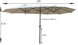 15x9Ft Double-Sided Patio Umbrella Outdoor Market Table Garden Extra Large Waterproof Twin Umbrellas W65627934