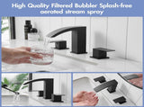 Bathroom Stainless Steel Faucets for Sink 3 Hole Matte Black 8 inch Widespread Bathroom Sink Faucet W1932P353511