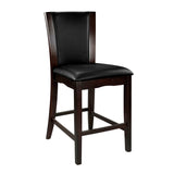 Modern Contemporary Counter Height Chairs Set of 2 Dark Brown Faux Leather Upholstered Espresso B011P321035
