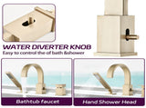 Waterfall Bathtub Faucet with Sprayer, 3-Hole Roman Filler with Hand Shower Deck Mount Waterfall W1224P206190