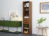 Tall Narrow Bookshelf, Slim Floor-Standing Storage Cabinet with 2 Drawers & 5 Open Shelves, Display W331P485806
