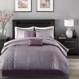 7 Piece Jaquard Comforter Set Purple Queen B03597294
