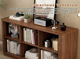 6 Cube Storage Bookcase, 40" Wide Low Horizontal Book Shelf with Curved Edge, Wood Floor Standing W2641P460042