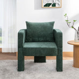 Modern 3-Leg Chenille Accent Chair with Ergonomic Arms & Removable Pillow, Plush Small Space W1716P280600