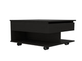 Babel Lift Top Coffee Table 15.3" H, Casters, One Shelf, Black, Living Room B097P407605