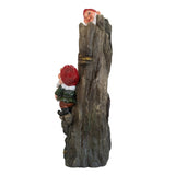 ZNTS 8.3x4.7x13.8" Decorative Woodland Gnome Water Fountain with LED Light, Brown W2078138941