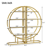 4 Tiers Home Office Open Bookshelf, Round Shape, Different Placement Ways, MDF Board, Gold Metal WF300940AAK