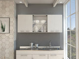 Superior 150 Wall Cabinet With Glass, Four Interior Shelves, Two Double Door -White B20091984