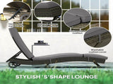 Outdoor PE Rattan Sun Lounger Lounge Chair, Adjustable Backrest Patio Recliner with Wheels for Pool 58336265