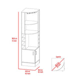 Syrah Corner Bar Cabinet, Eight Bottle Cubbies, Double Door, Two Open Shelves -Smokey Oak B20091986