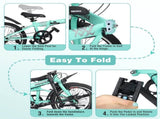 20 Inch Folding Bike for Adults with Basket, Phone Holder & Fenders, Steel Frame 6-Speed City W1019P352737