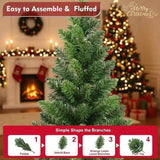 2PCS Set 2FT Tabletop Christmas Trees with 68 Tips PVC Green Trees Plant Base Mini 80226241