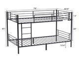 Iron Bed Bunk Bed with Ladder for Kids Twin Size Black 98932878