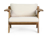 Outdoor Acacia Wood Club Chairs with Cushions , Teak Finish Beige, 30.75" W x 30.25" D x 70856.00BGE