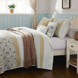 6 Piece Cotton Percale Quilt Set with Throw Pillows Yellow Full/Queen B035129026