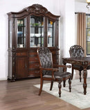 Traditional Set of 2pcs Arm Chairs Brown Cherry Solid wood Espresso Leatherette Tufted Formal Dining B011P197301