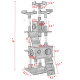 ZNTS 67'' Multi-Level Cat Tree Tower, Kitten Condo House with Scratching Posts, Kitty Play Activity W2181P152200