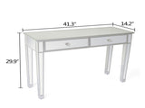 2-Drawer Modern Style Computer Desk MDF Mirror Dressing Table 41.34*14.17*29.92in Silver 20041473