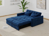 Corduroy Double Sleeper Sofa With Pull-Out Bed, 2 Pillows & Side Storage Pocket 87519745