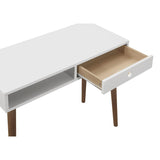 White and Walnut 1-Drawer Writing Desk B062P153672
