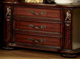 Brown Cherry Traditional 1pc Nightstand Solid wood 3-Drawers Bedside Table Pewter Hanging Pull Grand B011P218330