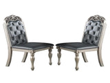 Set of 2 PU Upholstered Dining Chairs, Silver B016P226039