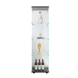 Glass Display Cabinet 4 Shelves with Door, Floor Standing Curio Bookshelf for Living Room Bedroom W1806P197872