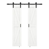 ZNTS 36 in. x 84 in. Sliding Double Barn Door with 6FT Barn Door Hardware Kit ,K Frame,MDF+Solid Wood 53509487