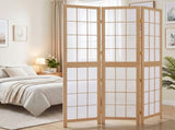 3.94ft 3-Panel Folding Screen Painted Natural Wood Finish, Split-Section 36347050