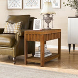 25'' Rectangular Farmhouse End Table with Storage Shelf, Sofa Side Table with Solid Wood Legs for W1202P177312
