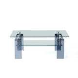 Tempered Glass Coffee, Modern Glass Coffee for Living Room, 2-Tier Storage Center Coffee W1718P253257