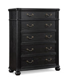 ZNTS 1pc Traditional Vintage Antique Drawer Pull 5-Drawer Chest Black Gray Dark Finish Bedroom Living B011P167896