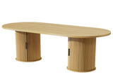 70.9" Oval Dining Table for 6 People, Fluted Cylindrical Pedestals with Roll-up Door Storage 67261607