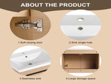 LEVISTAR oak 30 Inch Bathroom Vanity with resin Countertop Sink, 2 Doors Bathroom Cabinet Set W1972P165043