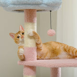 ZNTS Flower Cat Tree47.2" Multi-Level Cat Tower with Sisal Covered Scratching Posts,Cute Cat Condo for 05355028