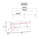 Tori 54" Wide Two-Door Cabinet Tv Stand with Pull Down doors, Three Shelves, Cable Management White B070P286440