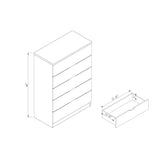 Five drawer chest Metal handles Metal Glide rails Light Cherry color B107P293602