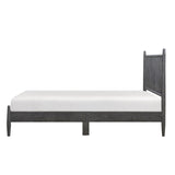 Mid-Century Modern Design Queen Platform Bed 1pc Gray Finish Wooden Bedroom Furniture Vertical Slats B011P211338